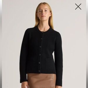 Quince structured Black Button-Front  Cardigan